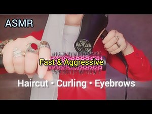 ASMR Salon 💇‍♀️ 💍 Fast & Aggressive Haircut, Curling & Eyebrow Shaping