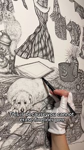 3.2K views · 198 reactions | The intricate process of fineliner pens. While I do dive right in with the pens and see where each piece takes me, I’m always considering the background, middle ground and foreground. Once that pen is on the page…there’s no going back! | Anna Wilson | Facebook