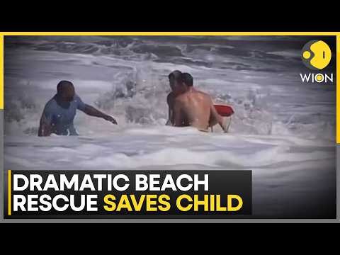Teenage Lifeguard Fights Rough Surf to Save Child From Drowning at Santa Cruz Beach | WION News