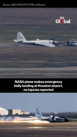 A NASA WB-57 research aircraft made a dramatic emergency belly landing at Ellington Airport in Texas after its landing gear failed to deploy. Video footage showed the high-altitude jet sliding along the runway amid smoke and flames, but both crew members were unharmed. NASA confirmed a mechanical issue caused the incident and said an investigation has been launched. The WB-57, in service since the 1970s, continues to be a vital asset for scientific and atmospheric research missions. #NASA #WB57 