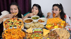1.3M views · 31K reactions | Indian Food Vs Chinese Food Vs Italian Food Eating Challenge | Golgappa, Samosa, Noodles,Pizza, Pasta etc.. | Ding Dong Girls | Facebook