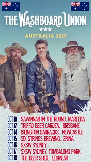 73 reactions · 11 comments | Just over a month before we head off on tour to #australia for our very first time. We’re going to be playing some really special shows and can’t wait to meet all of you. So excited to be part of @savannahintheround and @sxswsydney for the very first time as well. Get your tickets now for these ones before they’re gone. Let’s do this !!! | The Washboard Union | Facebook