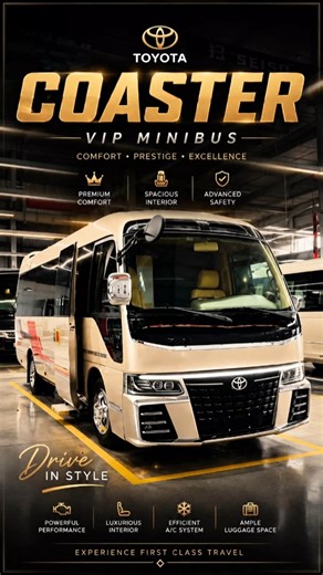 The Toyota Coaster 12-seater VIP Minibus is the ultimate choice for business travel. #toyotacoaster