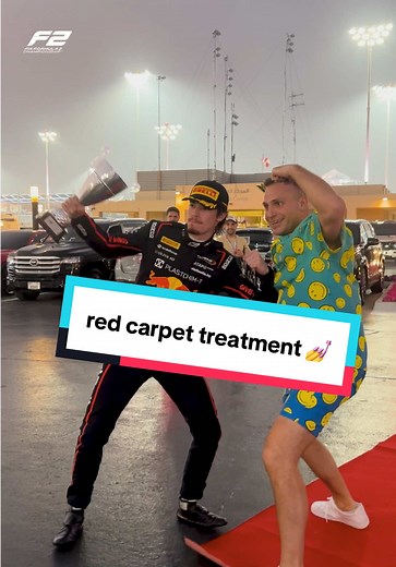 Nikola gets the red carpet treatment from @andrew_wave 💅 @Nikola Tsolov #f2 #formula2 #abudhabigp