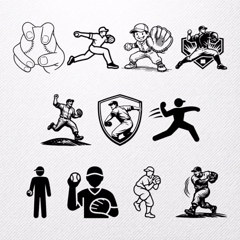 Baseball Pitcher SVG Bundle, 37 Pitching Silhouette Designs, Baseball Player Clipart for Cricut, Sports PNG, Athlete Vector, Fastpitch svg