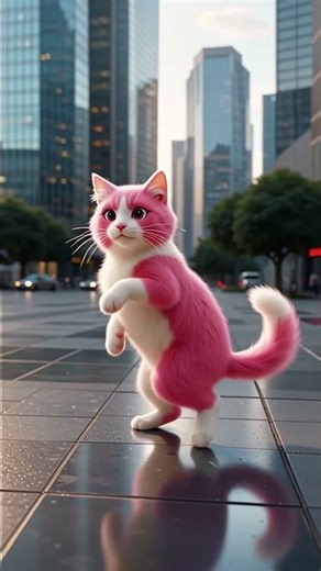 Dancing Pink & White Cat | 8K Ultra HD | Energetic DJ Beat | 3D Animation