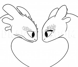 Toothless And Light Fury Together Coloring Pages