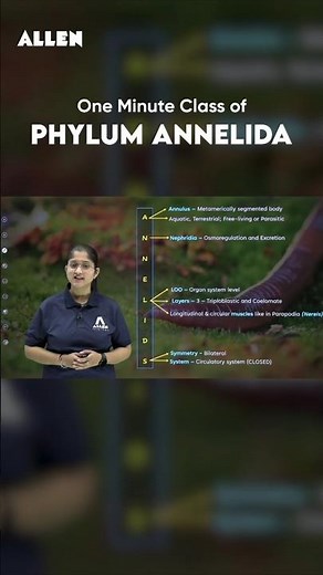 Phylum Annelida in One Minute: General Characteristics of Phylum Annelida | NEET Biology |‪@ALLENNEET‬