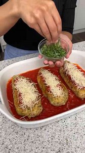 Stuffed chicken parmesan with crispy cheese-filled flavor