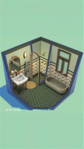 Art deco bath & custom shower 💚 The Sims 4 stop motion limited pack build #ts4 #simsbuild #thesims4