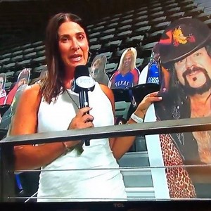 A friend of Vinnie’s made sure there was a cutout of him at Globe Life For the Texas Rangers games. The Rangers did a story on his cutout during today’s game. | Pantera