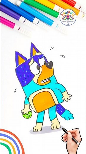 How to Draw Bluey | Drawing of Bluey Scared Bandit 🌈🐶 #bluey #shorts #scary #forkids