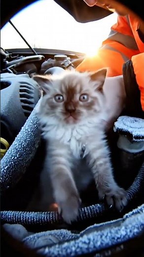 Shivering Kitten Stuck in Car Engine Saved in Time | Kindness in Action