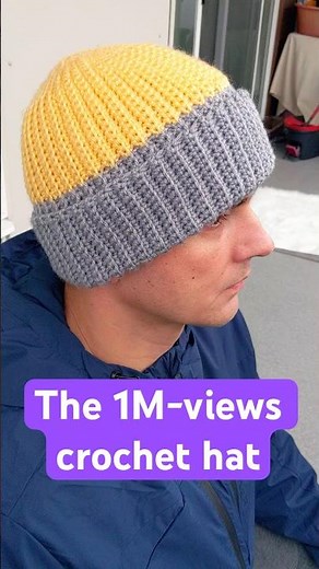 Two-Color Crochet Men’s Hat with Double Brim