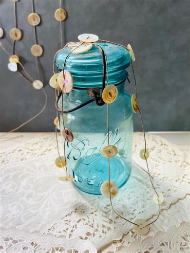 Handmade Button Garland, Mother of Pearl, 8 Feet  on Waxed Twine, Rustic Home, Tree, Window, Room Decor - Etsy