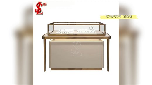New Design  Metal Jewelry Display Counter Arc Glass Workbench Jewelry Display Cabinet Luxury Jewelry showcase