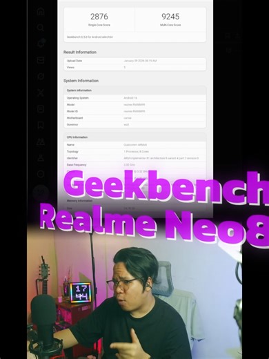คะแนน Geekbench ของ Realme Neo 8 และผลการทดสอบ