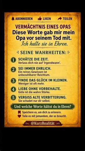 🔥 Vermächtnis eines Opas 😢Diese Worte können dein Leben verändern…