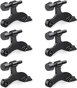 HOMOTEK 6 Pack Hinge Pin Black Door Stopper,Adjustable Deluxe Heavy Duty Door Stopper 2-1/2"x1-3/4”,with Black Rubber Bumper Tips