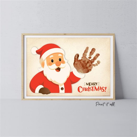 Santa Merry Christmas Xmas - Hand Handprint Footprint Art Craft Printable Keepsake Gift Template - PRINT IT OFF 0984 - Etsy Australia