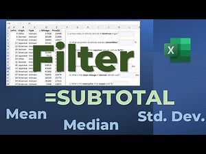Frequency, Proportion, Mean, Median, SD -Filter + SUBTOTAL in Excel