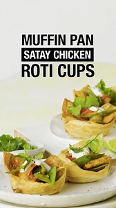 It's officially entertaining season, and these satay chicken roti cups are the perfect finger food to serve up at your next party. Oh, and they're made using the new Taste Malaysian Satay Chicken meal kit! Full recipe: https://www.taste.com.au/recipes/muffin-pan-satay-chicken-roti-cups-recipe/tpxin1yu | Taste.com.au