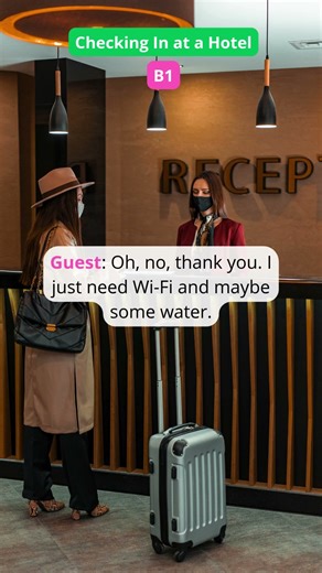 🏨 Hotel Reception – English Dialogue B1