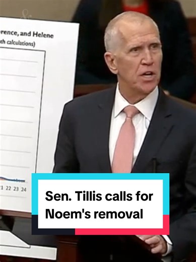 US Sen. Thom Tillis of North Carolina is calling for the removal of 'incompetent' Homeland Security Secretary Kristi Noem, saying her policies have “inflicted needless pain” on vulnerable people not only in Minneapolis, but with Helene victims in North Carolina as well. 📹 C-SPAN #kristinoem #thomtillis #ice #minneapolis