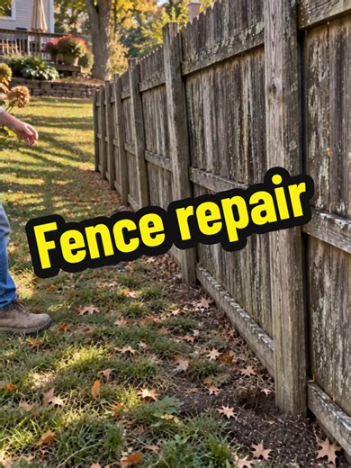 Leaning fence post? No digging required. #fencerepair #diyfence #homerepair #yardwork #saker