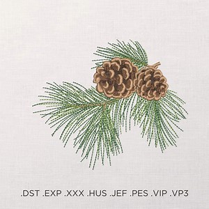 Christmas Cones on a Branch Machine Embroidery Design - Cones on a Branch Embroidery Files - 5 Sizes - Instant Download - Etsy