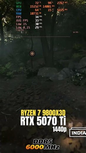 RTX 5070 Ti & RYZEN 7 9800X3D (Indiana Jones and the great circle, 1440p, ultra settings) #fkby