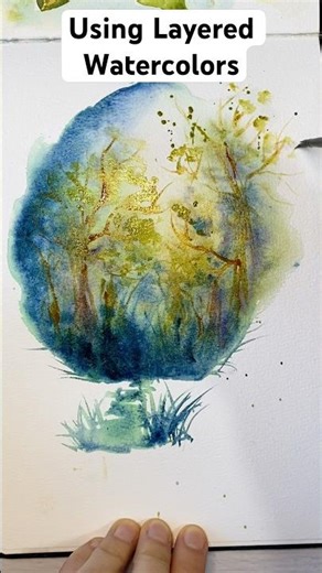 #painting Landscape in #loosewatercolor style using layered #watercolors #supervision
