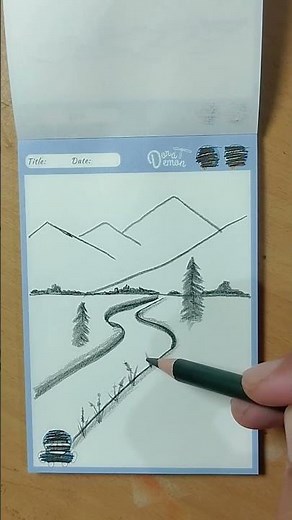 Draw a river flowing from a mountain #art #DrawingTutorial #shorts