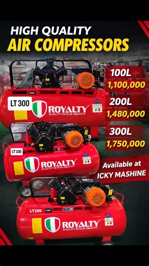 BINGWA WA MASHINE TZ on Instagram: "High quality Royalty COMPRESSORS 100L 200L 300L In best prices 👌 @icky_mashine2 0682413779"