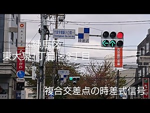 【練馬区東大泉1丁目・3丁目】複合交差点の時差式信号(再撮影版) @大泉学園駅入口第1 &大泉学園駅入口第2