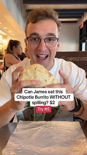 Chipotle Burrito Challenge: Can James Eat Without Spilling?