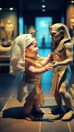 صغر فرعون في التاريخ! 👑 رقصة خيالية مع التمثال ✨ #فراعنة #كيدوفرس #Shorts #Viral #مصر