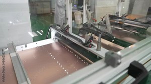 Close up Electronics and Circuit board Manufacturing Factory industrial dust-free workshop of chip factory, While board moving on assembly line