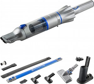 Genius Invictus One 2.0 Handstaubsauger + Bodenstaubsauger 15-TLG blau - Handsauger beutellos & kabellos mit 13000PA | 2X HEPA Filter, Lithium Ionen Akku, Zusatz Bürsten-Set