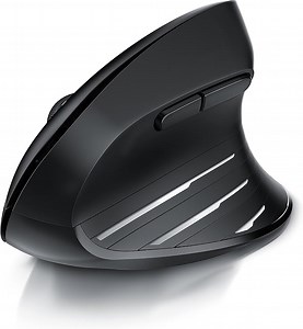 CSL - kabellose Maus Vertikal Funk 2.4 GHz - Neues Modell - USB Vertical Mouse – ergonomisches Design - Vorbeugung gegen Mausarm - Wireless Funkmaus 2,4 GHz mit 1000-2400 DPI - PC und MAC schwarz
