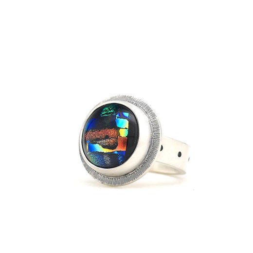 Dichroic Glass Handmade Sterling Silver Ring, Made in USA in Minimalist Modern Jewelry - Etsy