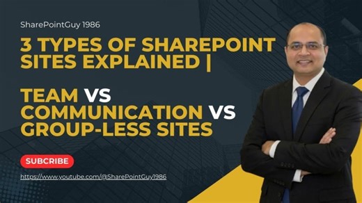 3 Types of SharePoint Sites Explained Team vs Communication vs Group less Sites #sharepointonline | Sigar Dave