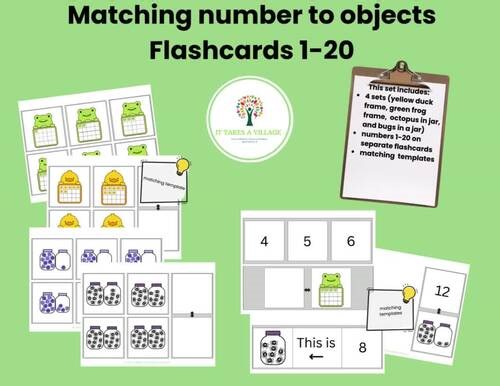Match numbers with objects Flashcards (11 x 8.5)