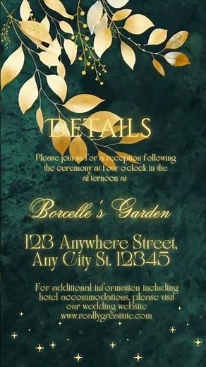 Emerald Green & Gold Wedding Invitation Video | Animated Canva Template with RSVP QR Code