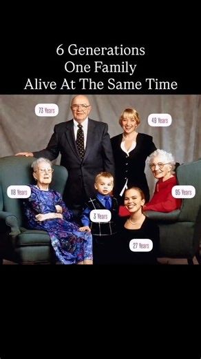 The matriarch of the family, a then 118 year old Sarah Knauss (September 24, 1880 – December 30, 1999). She is the oldest person ever from the United States and, on April 16, 1998, became the world’s oldest living person. She is the third-oldest verified person ever, living to the age of 119 years and 97 days. Her birthdate has been independently verified through numerous census and other records. Follow @historyfromeveryday for daily historical content! #history #family | History Everyday