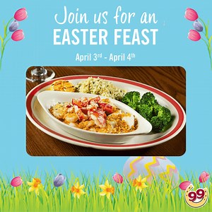 🐣We’re celebrating Easter all day April 3rd and 4th with a special menu you don't want to miss! Join us at your local hometown Ninety Nine or enjoy a special meal to go. View Menu: http://bit.ly/EasterAtTheNines | 99 Restaurants