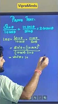 sin theta / (1+cos theta) + (1+cos theta) / sin theta = 2 cosec theta | Class 10 Trigonometry #short