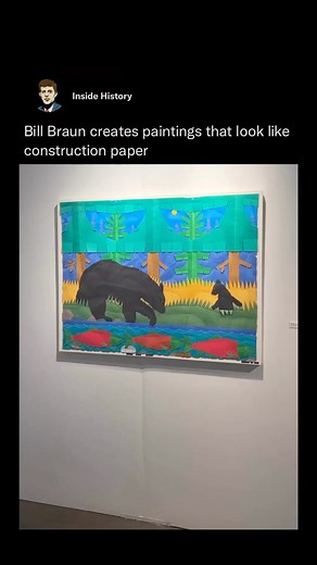 Inside History on Instagram: "Seattle artist Bill Braun creates hyperrealist, trompe l’oeil acrylic paintings. His paintings are colorful and childlike — appearing three dimensional by tricking the viewer’s eye 🖼️🤯 What appears to be the ingredients for a third grade art project of cut out construction paper, masking tape, staples and brown craft paper loosely assembled on the wall is in reality a tight and precise execution of acrylic paint on a flat canvas. Like our content? Follow 👉🏼 @ins