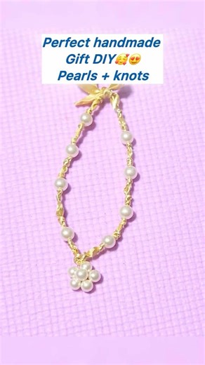 ✨ Elegant Pearl Necklace DIY 💛 Knot & Bead Jewelry Tutorial #Shorts #diy