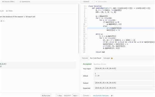 【Leetcode】【Medium】542. 01 Matrix